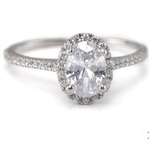 1CT OVAL CUT MOISSANITE ENGAGEMENT
HALO RING,
7X5MM